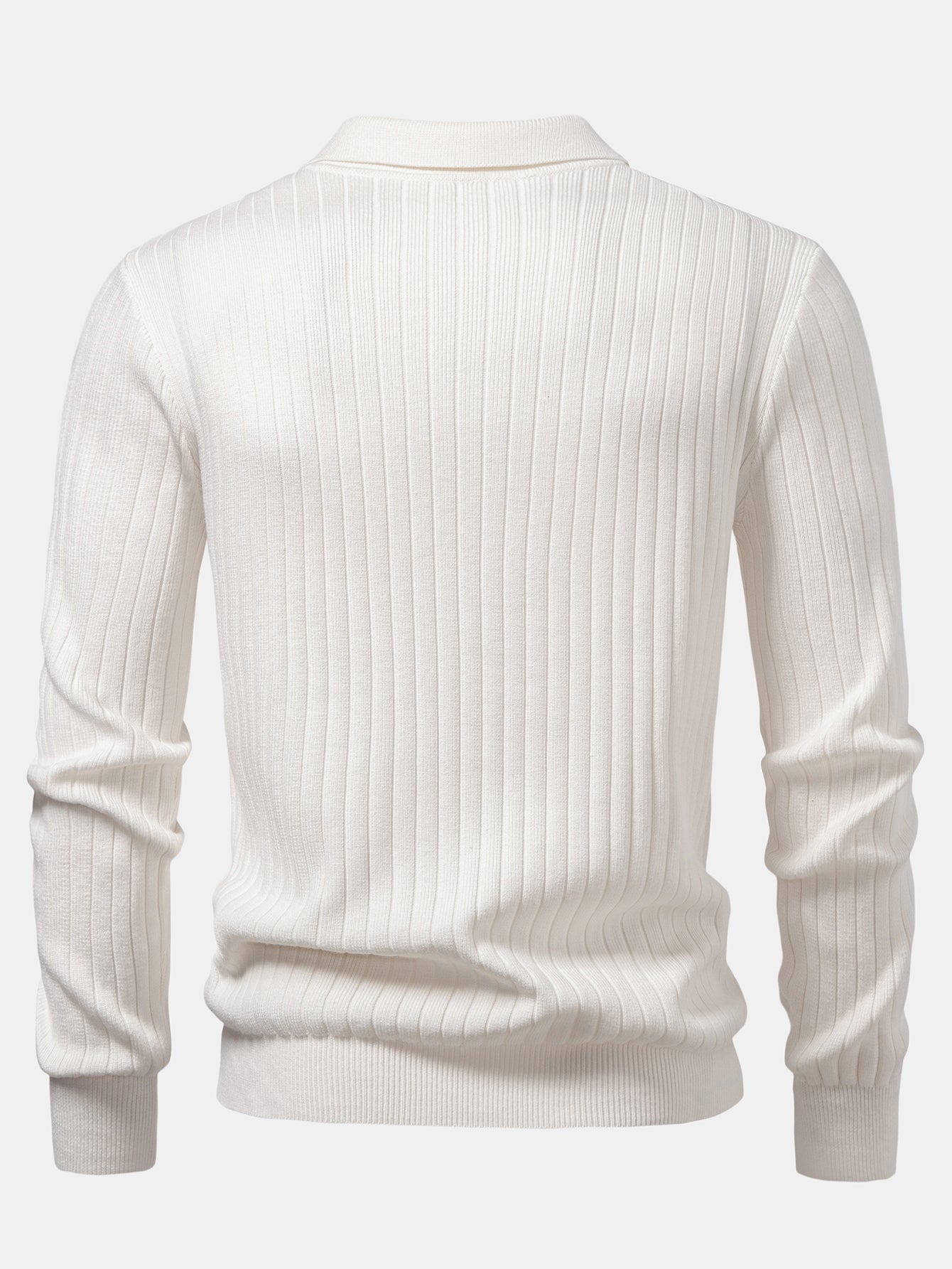 Amalio® | Long Sleeve Ribbed Knit Johnny Collar Polo Shirt