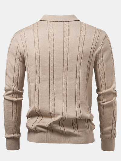 Aiken® | Long Sleeve Twist Knit Polo Shirt