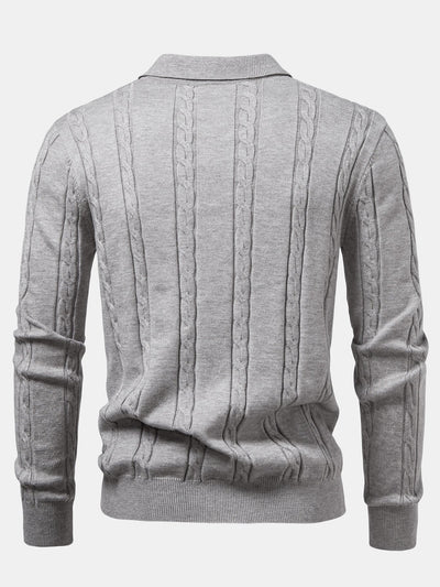 Aiken® | Long Sleeve Twist Knit Polo Shirt