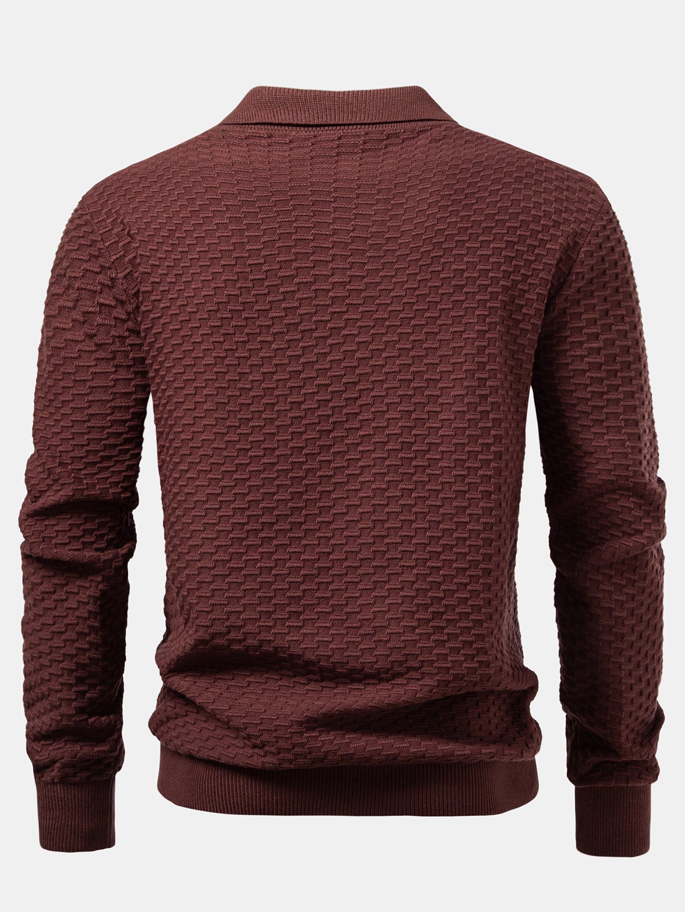 Aquilino® | Long Sleeve Textured Knit  Polo Shirt