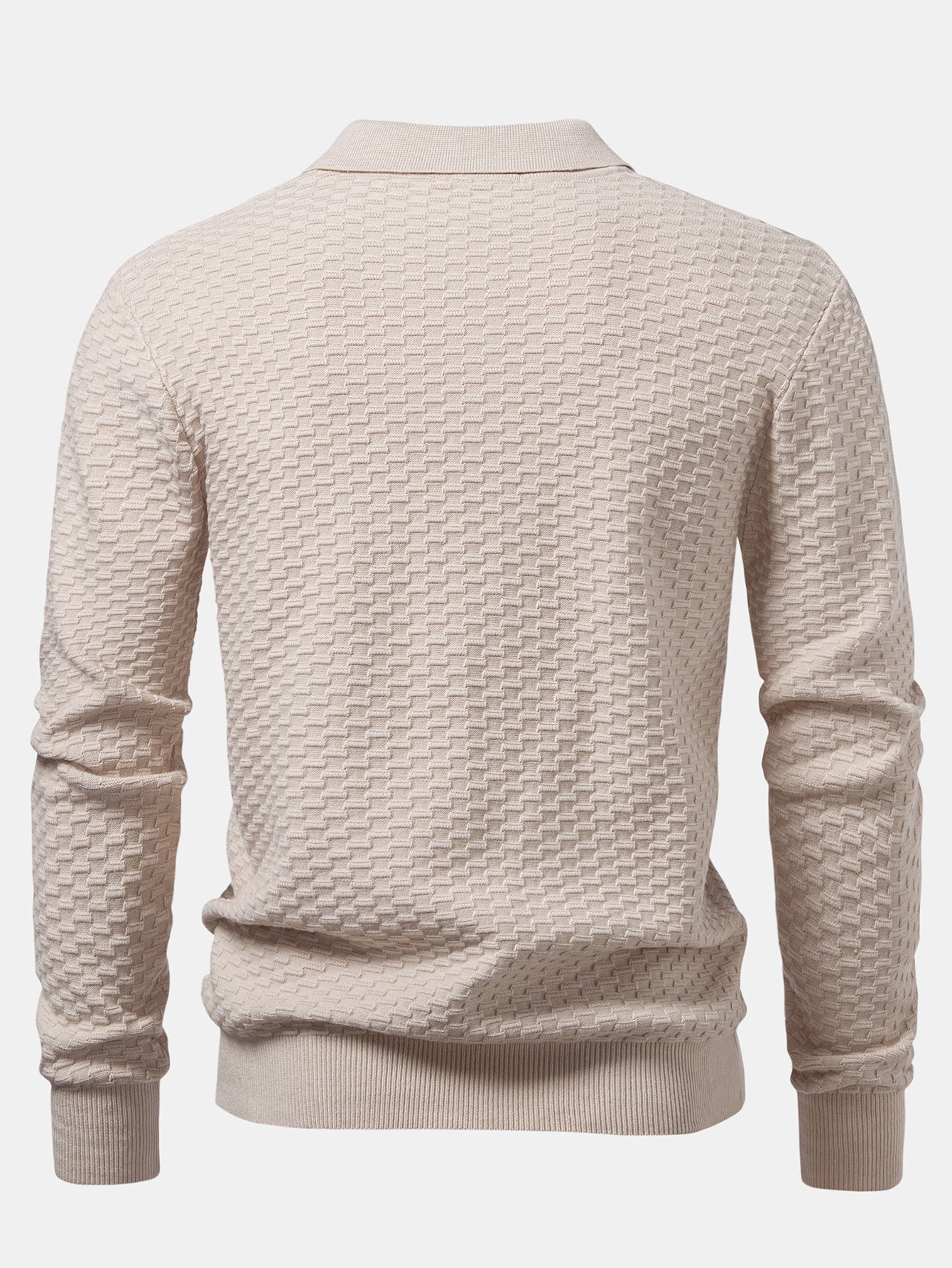 Aquilino® | Long Sleeve Textured Knit  Polo Shirt