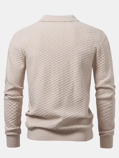 Aquilino® | Long Sleeve Textured Knit  Polo Shirt
