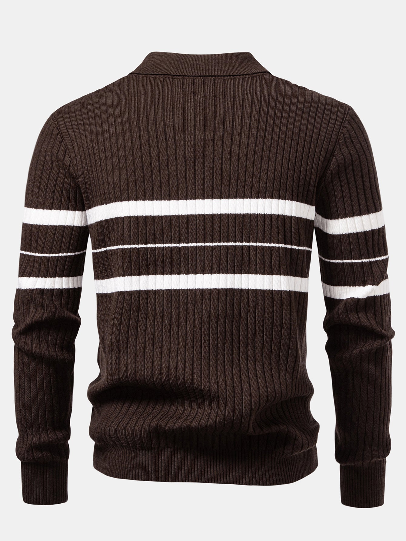 Aldemir® | Stripe Zip Knit Ribbed Polo Shirt