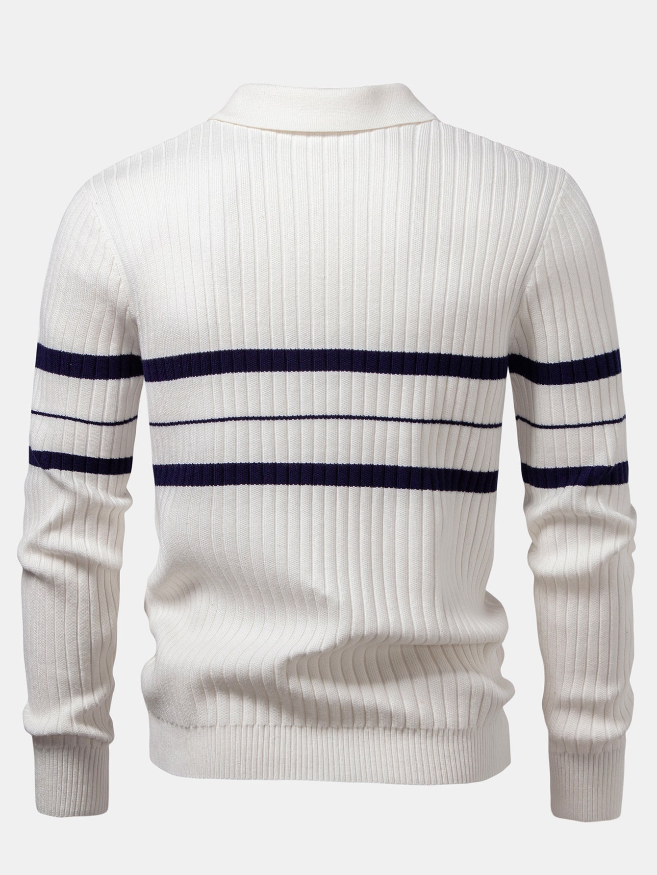 Aldemir® | Stripe Zip Knit Ribbed Polo Shirt