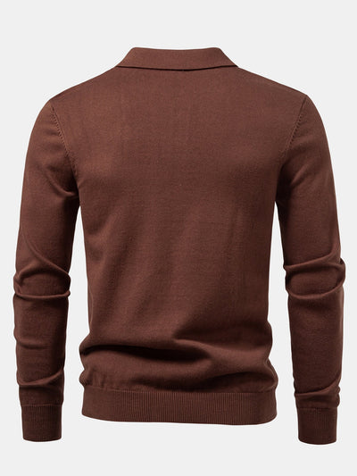 Alfonso® | Long Sleeve Stripe Knit Polo Shirt