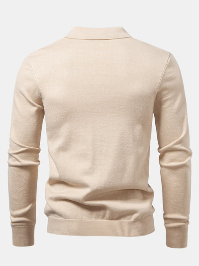 Alfonso® | Long Sleeve Stripe Knit Polo Shirt