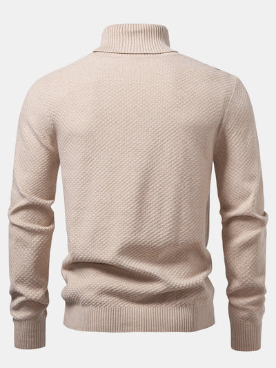 Amaro® | Checkerboard Textured Turtle Neck Sweater
