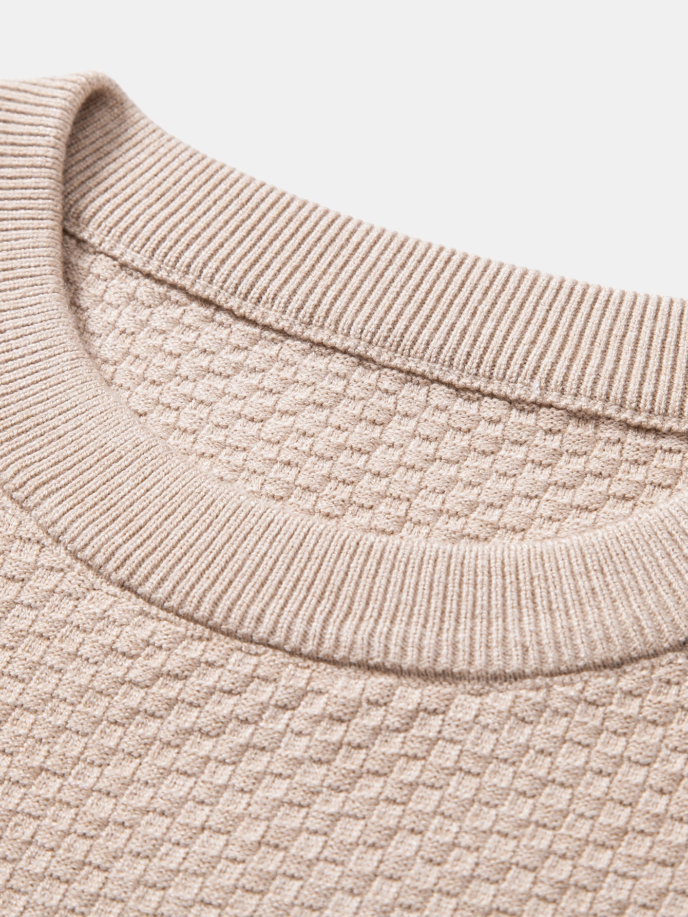 Anselmo® | Checkerboard Textured Crew Neck Sweater