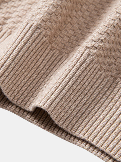 Anselmo® | Checkerboard Textured Crew Neck Sweater