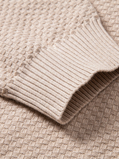 Anselmo® | Checkerboard Textured Crew Neck Sweater