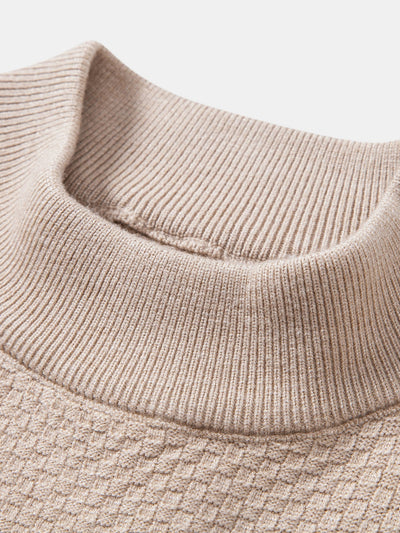 Amir® | Checkerboard Textured Mock Neck Sweater