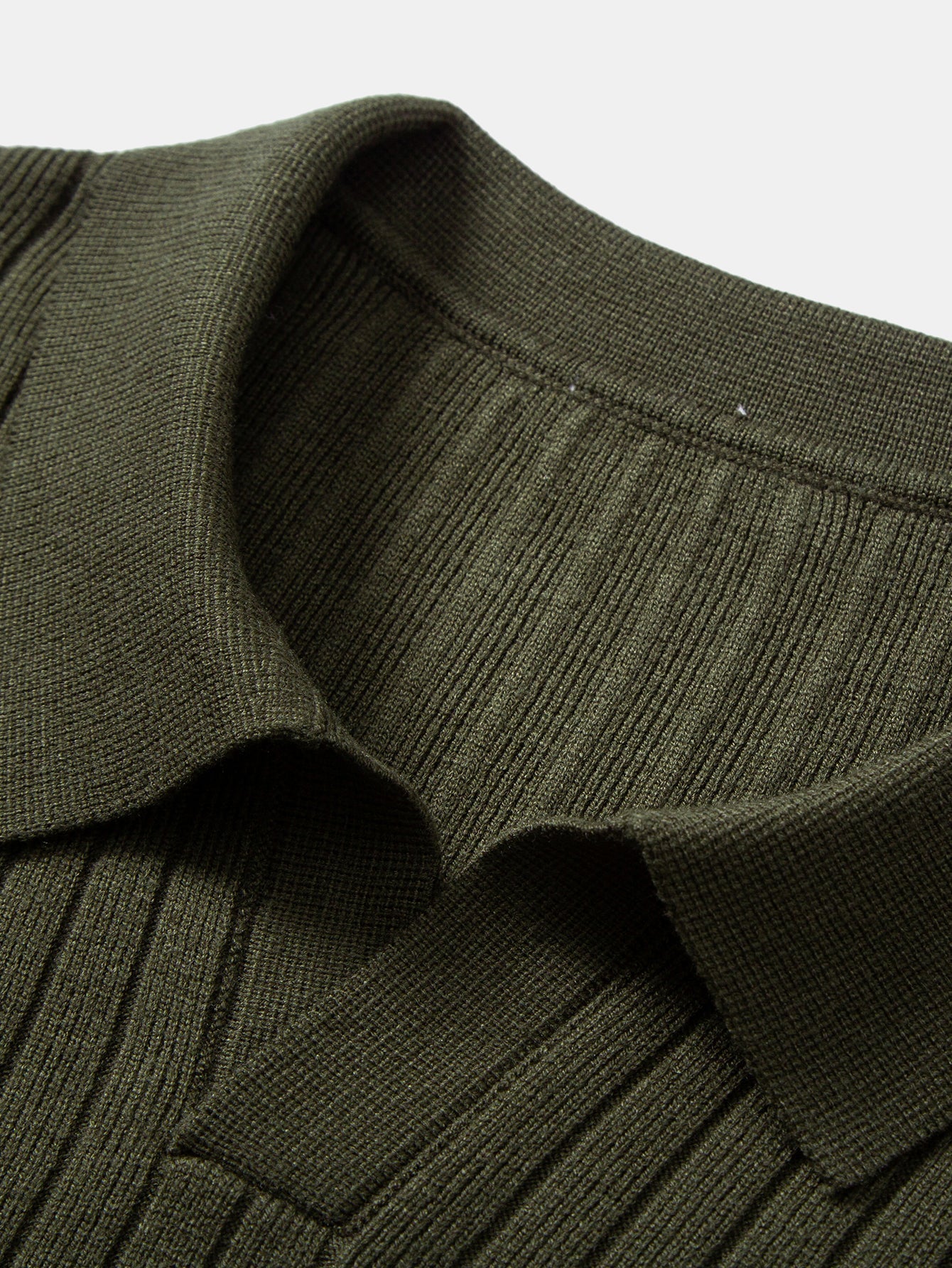 Amalio® | Long Sleeve Ribbed Knit Johnny Collar Polo Shirt