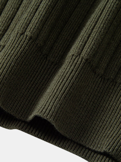 Amalio® | Long Sleeve Ribbed Knit Johnny Collar Polo Shirt