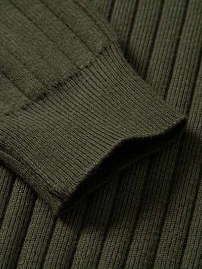 Amalio® | Long Sleeve Ribbed Knit Johnny Collar Polo Shirt