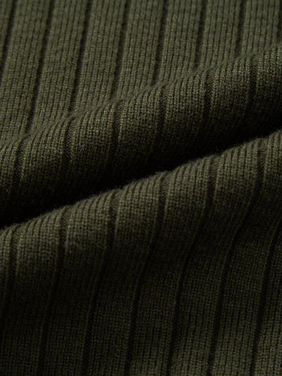 Amalio® | Long Sleeve Ribbed Knit Johnny Collar Polo Shirt