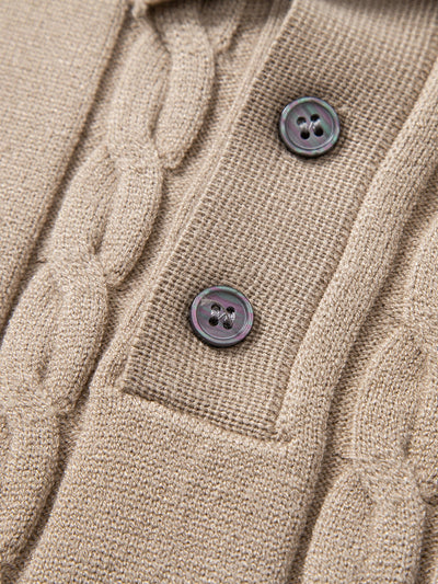 Aiken® | Long Sleeve Twist Knit Polo Shirt