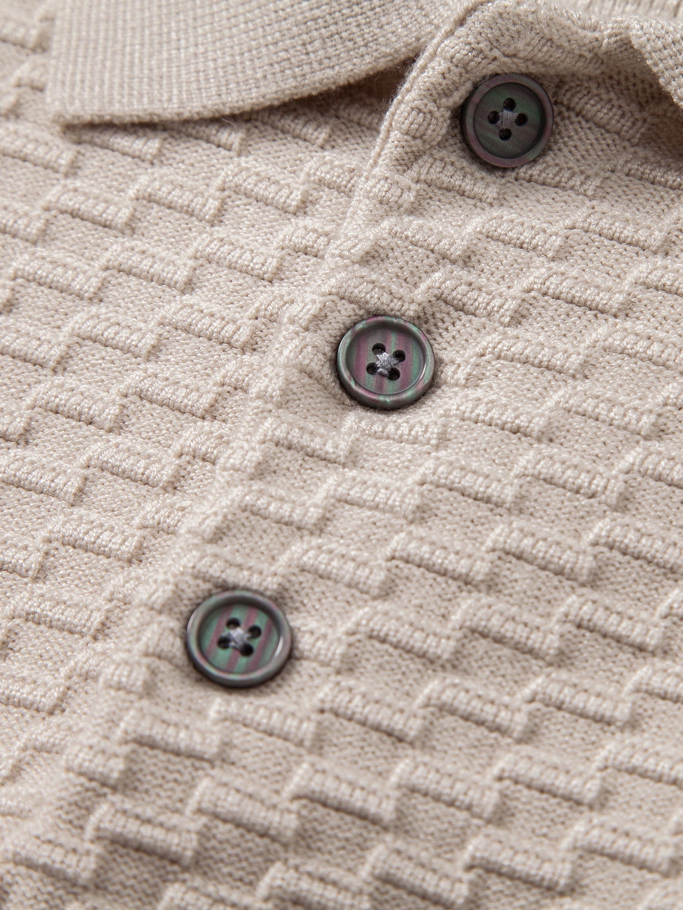 Aquilino® | Long Sleeve Textured Knit  Polo Shirt