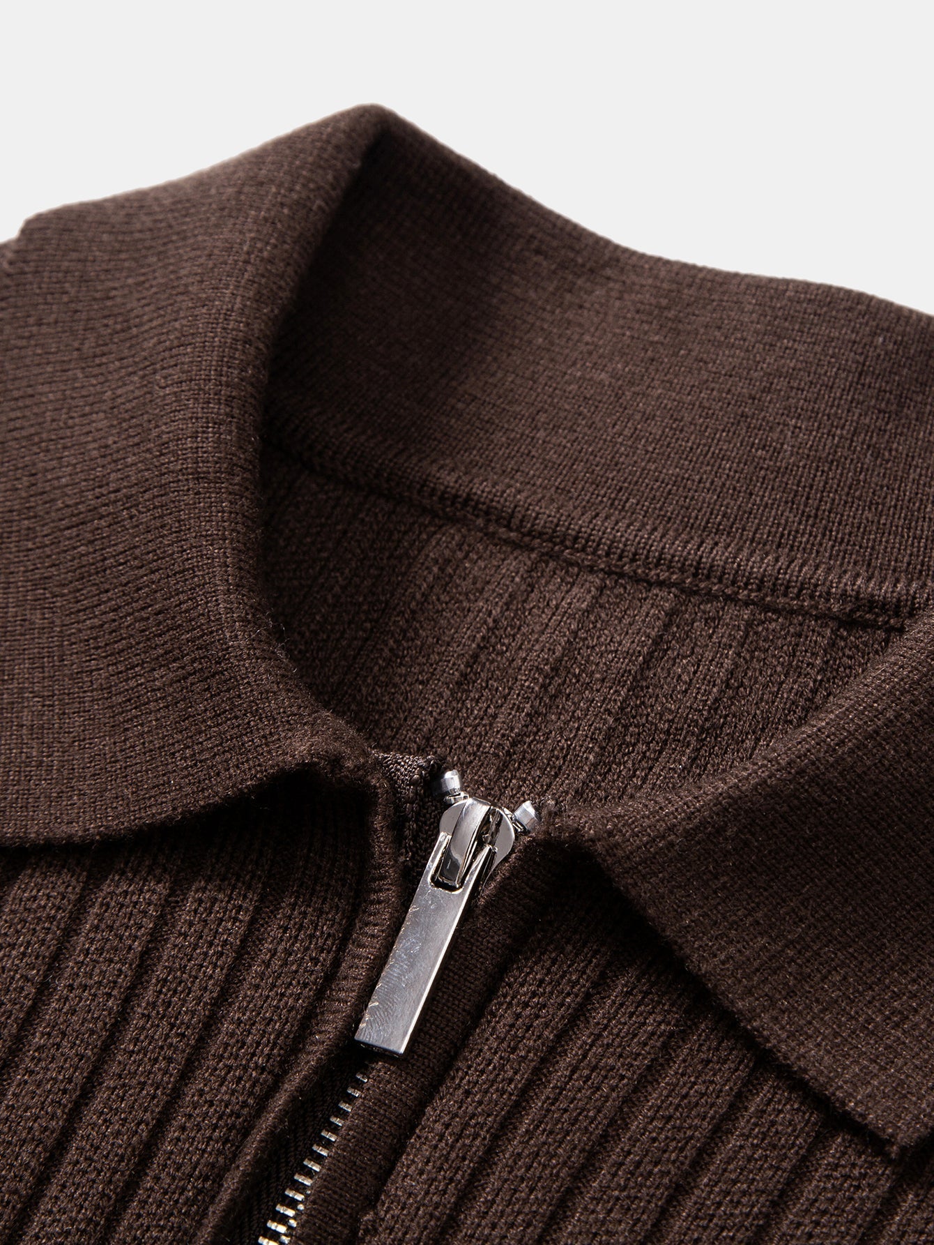 Aldemir® | Stripe Zip Knit Ribbed Polo Shirt