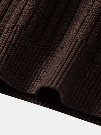 Aldemir® | Stripe Zip Knit Ribbed Polo Shirt