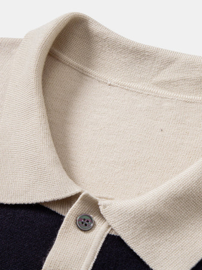 Adolfo® | Long Sleeve Stripe Knit Polo Shirt