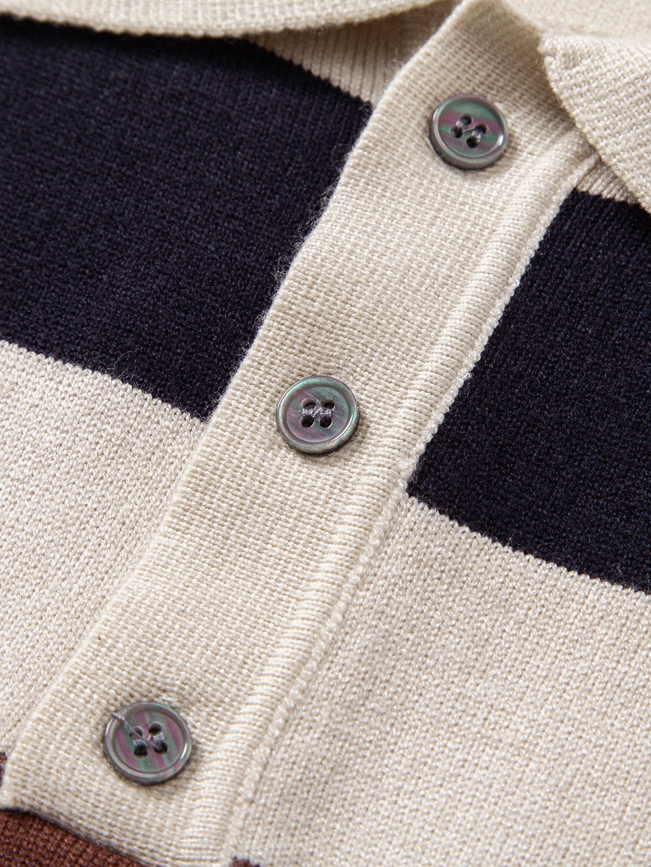 Adolfo® | Long Sleeve Stripe Knit Polo Shirt