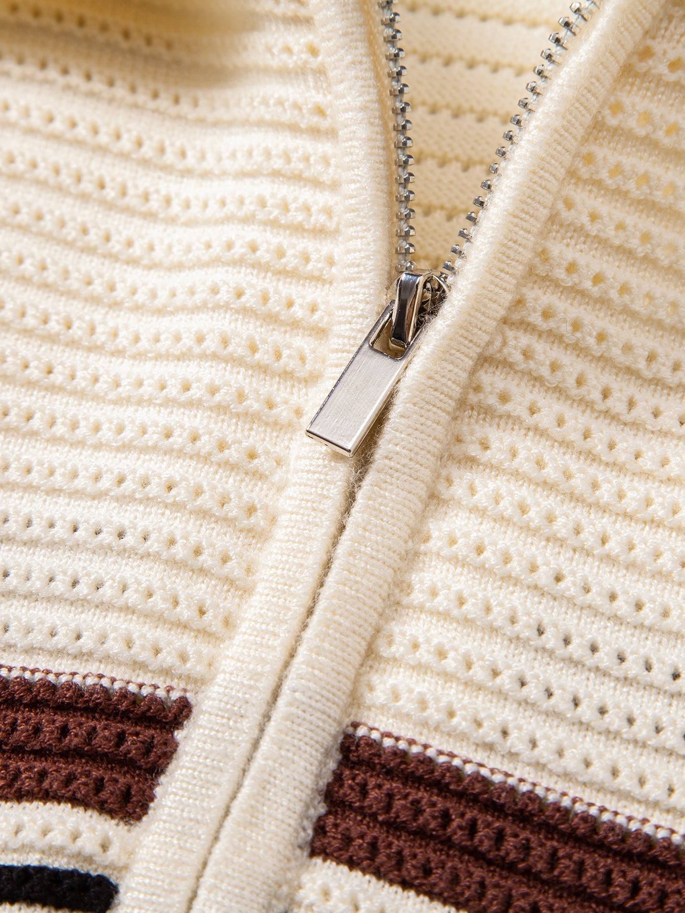 Albano® | Striped Textured Zip Knit Polo Shirt