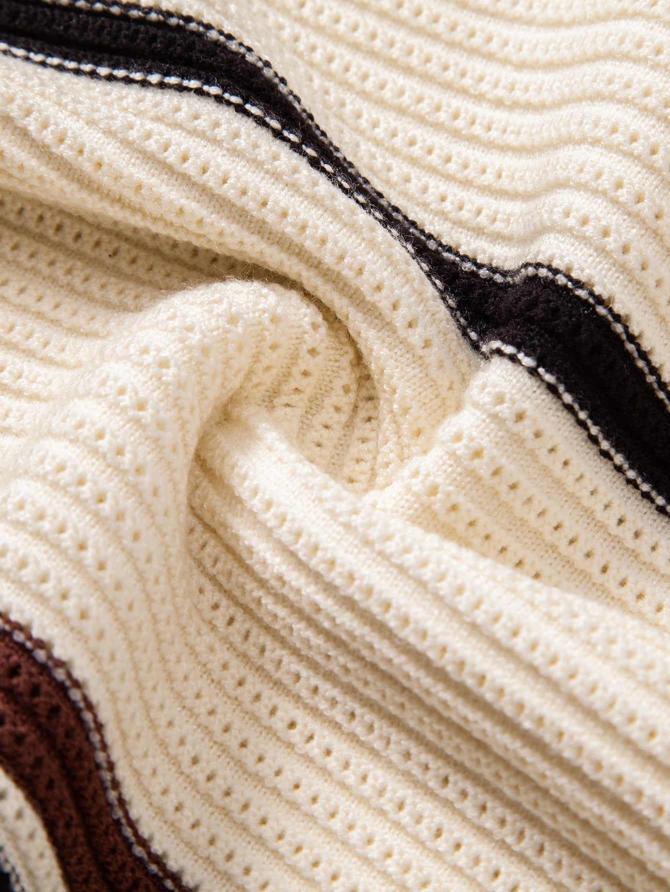 Albano® | Striped Textured Zip Knit Polo Shirt