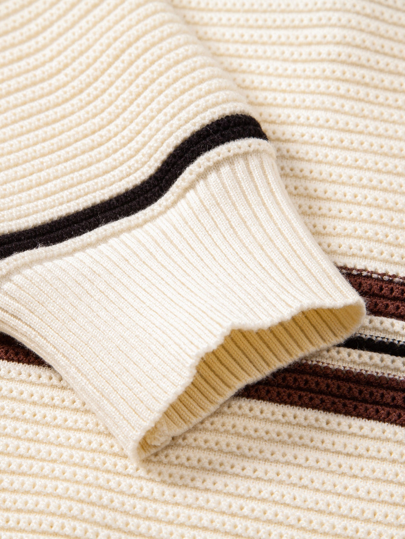 Albano® | Striped Textured Zip Knit Polo Shirt