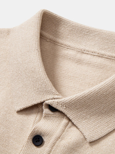 Alfonso® | Long Sleeve Stripe Knit Polo Shirt