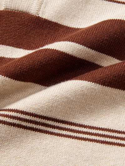 Alfonso® | Long Sleeve Stripe Knit Polo Shirt