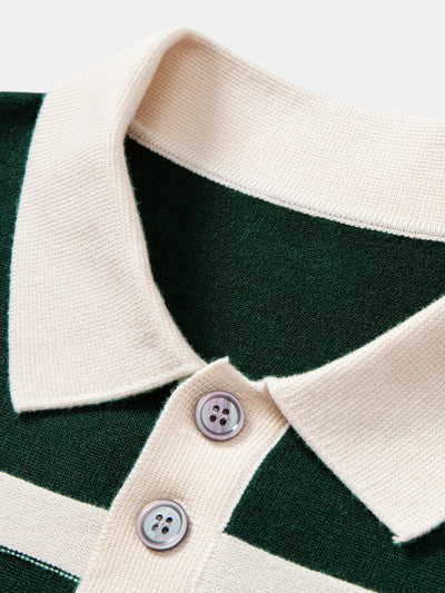 Alonso® | Long Sleeve Color Block Knit Polo Shirt