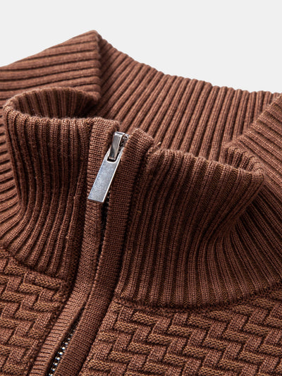 Alarico® | Wave Jacquard Quarter Zip Sweater