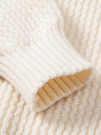 Ademar® | Long Sleeve Wave Jacquard Knit V Neck Polo Shirt