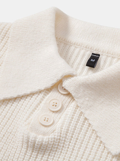 Adamari® | Long Sleeve Textured Knit Polo Shirt
