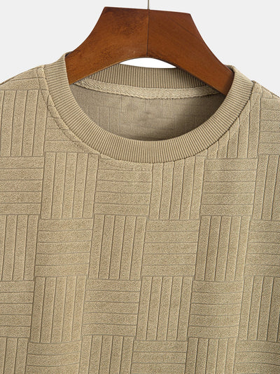 Edilberto® | Striped Towelling Texture Arc Hem T-Shirt & Shorts