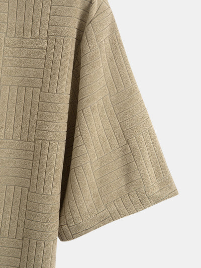 Edilberto® | Striped Towelling Texture Arc Hem T-Shirt & Shorts