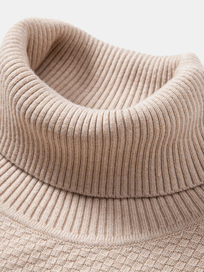 Amaro® | Checkerboard Textured Turtle Neck Sweater