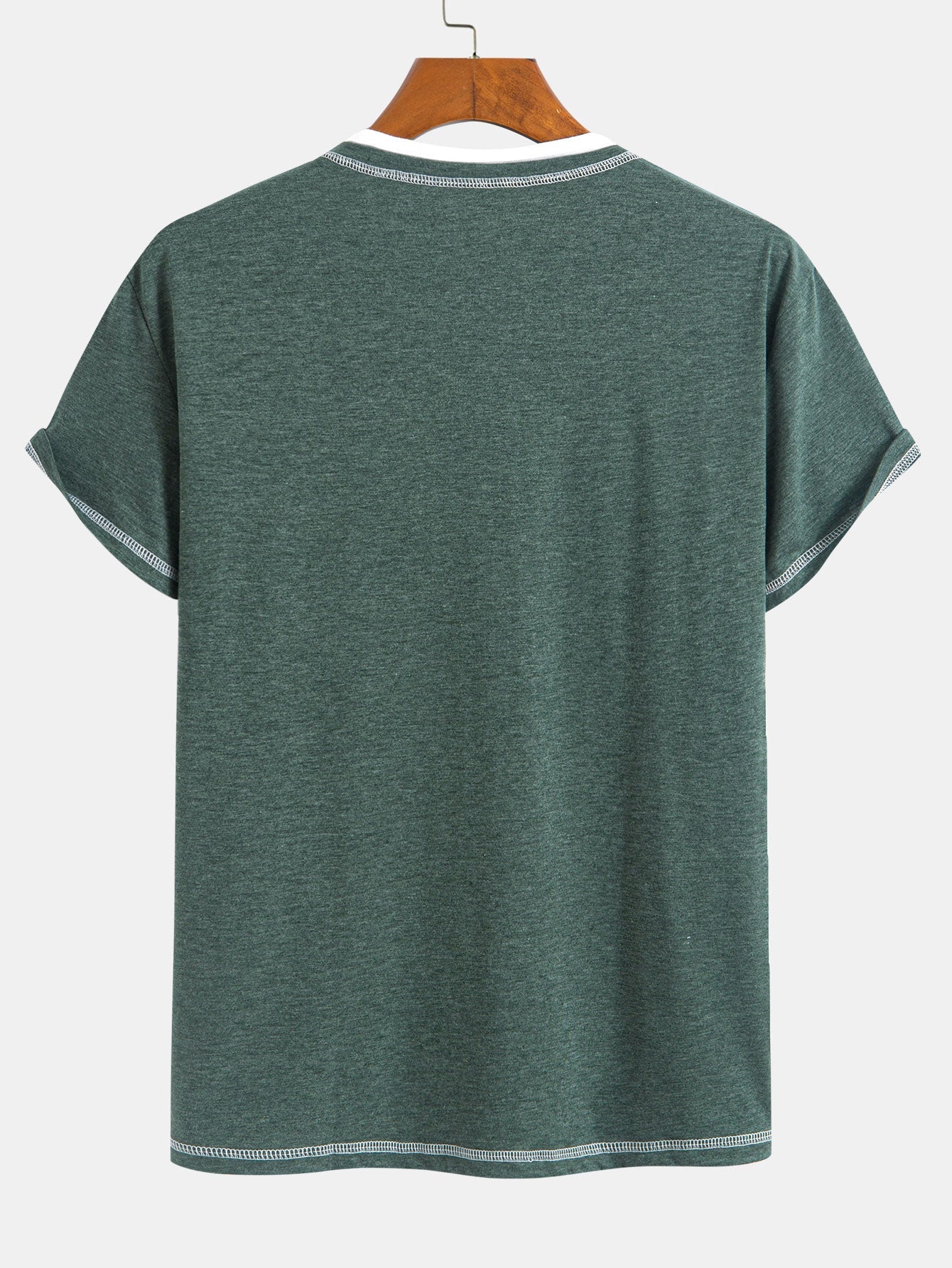 William® | 2-in-1 Notched Collar Contrast Stitching T-Shirt