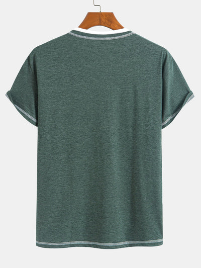 William® | 2-in-1 Notched Collar Contrast Stitching T-Shirt