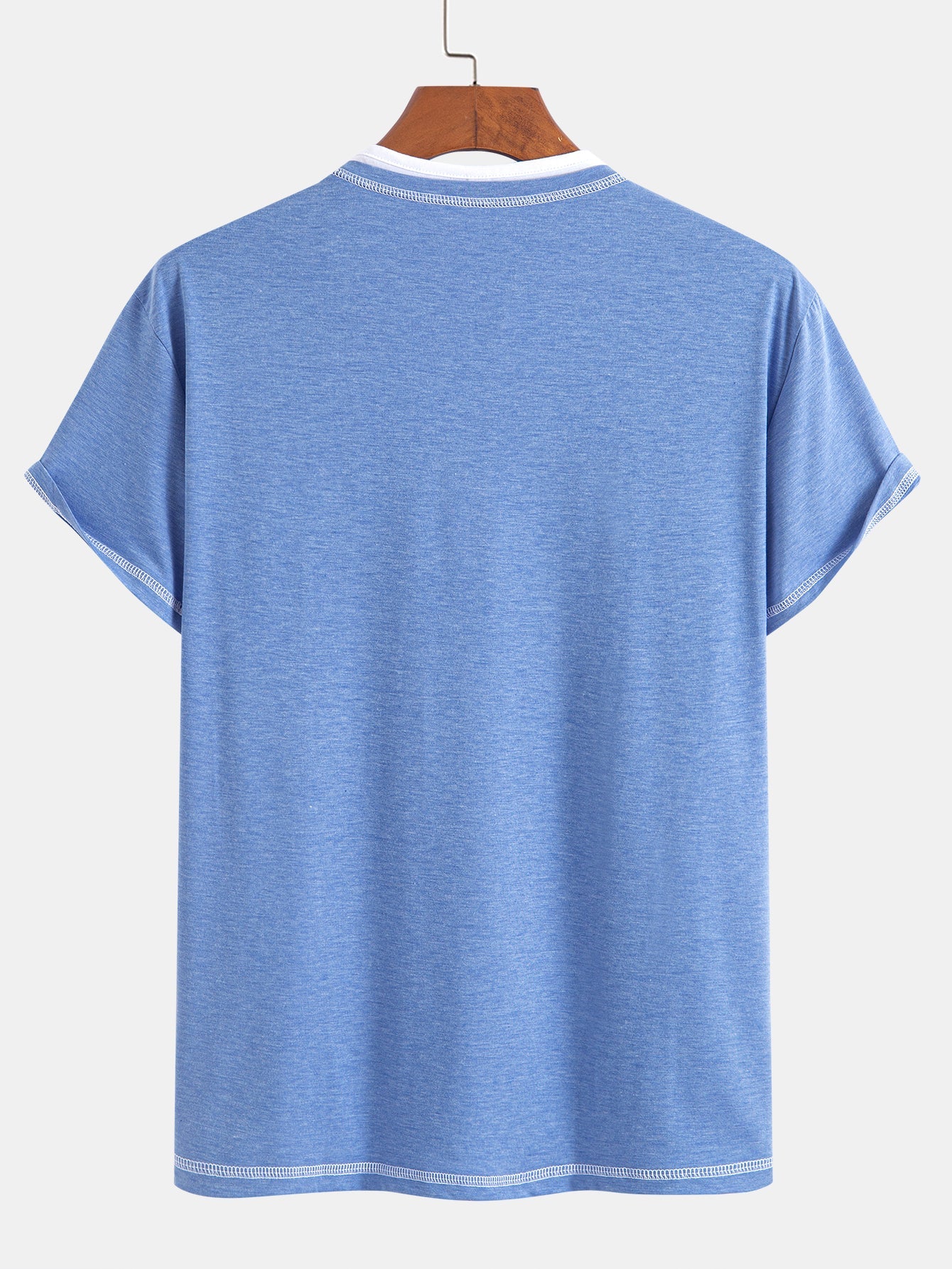 William® | 2-in-1 Notched Collar Contrast Stitching T-Shirt