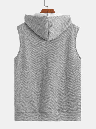 Brett® | Striped Jacquard Sleeveless Hooded T-Shirt & Shorts