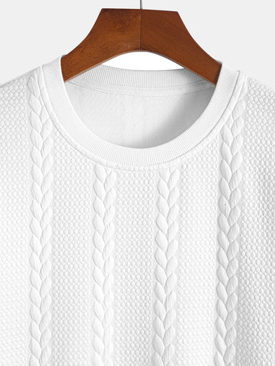 Aarón® | Twist Jacquard Arc Hem T-Shirt & Twist Jacquard Shorts
