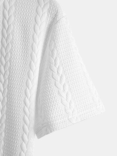 Aarón® | Twist Jacquard Arc Hem T-Shirt & Twist Jacquard Shorts