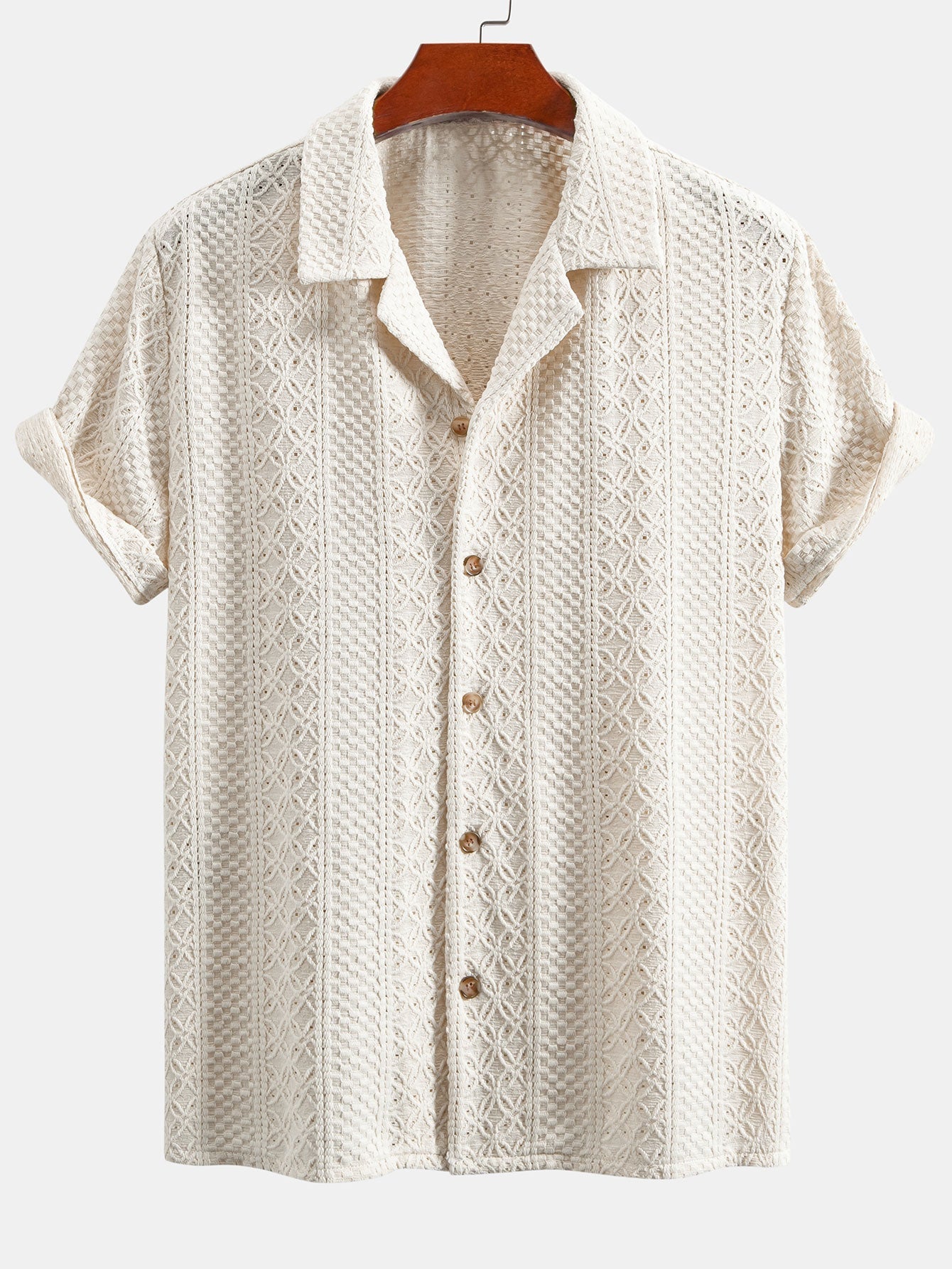 Aristotelis® | Floral Checkerboard Jacquard Cuban Shirt