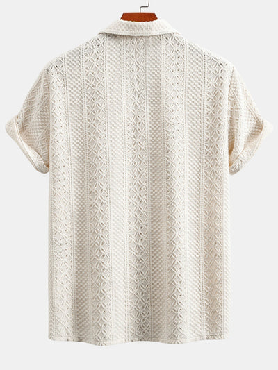 Joaquín® | Floral Checkerboard Jacquard Cuban Shirt & Straight Leg Linen Pants