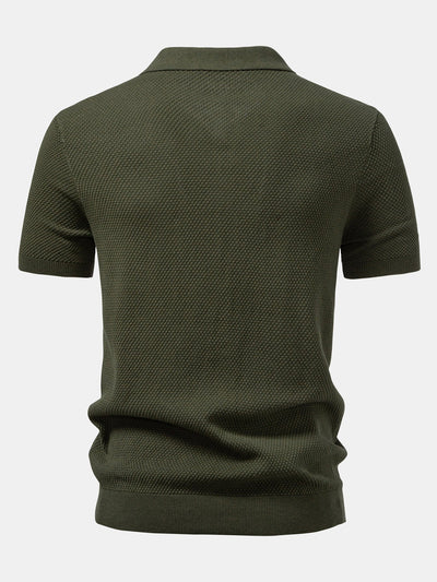 Benjamin | Pineapple Texture Knitted Polo Shirt