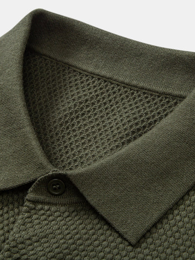 Benjamin | Pineapple Texture Knitted Polo Shirt
