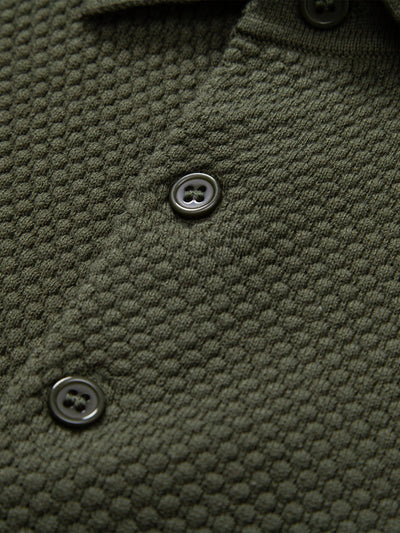 Benjamin | Pineapple Texture Knitted Polo Shirt