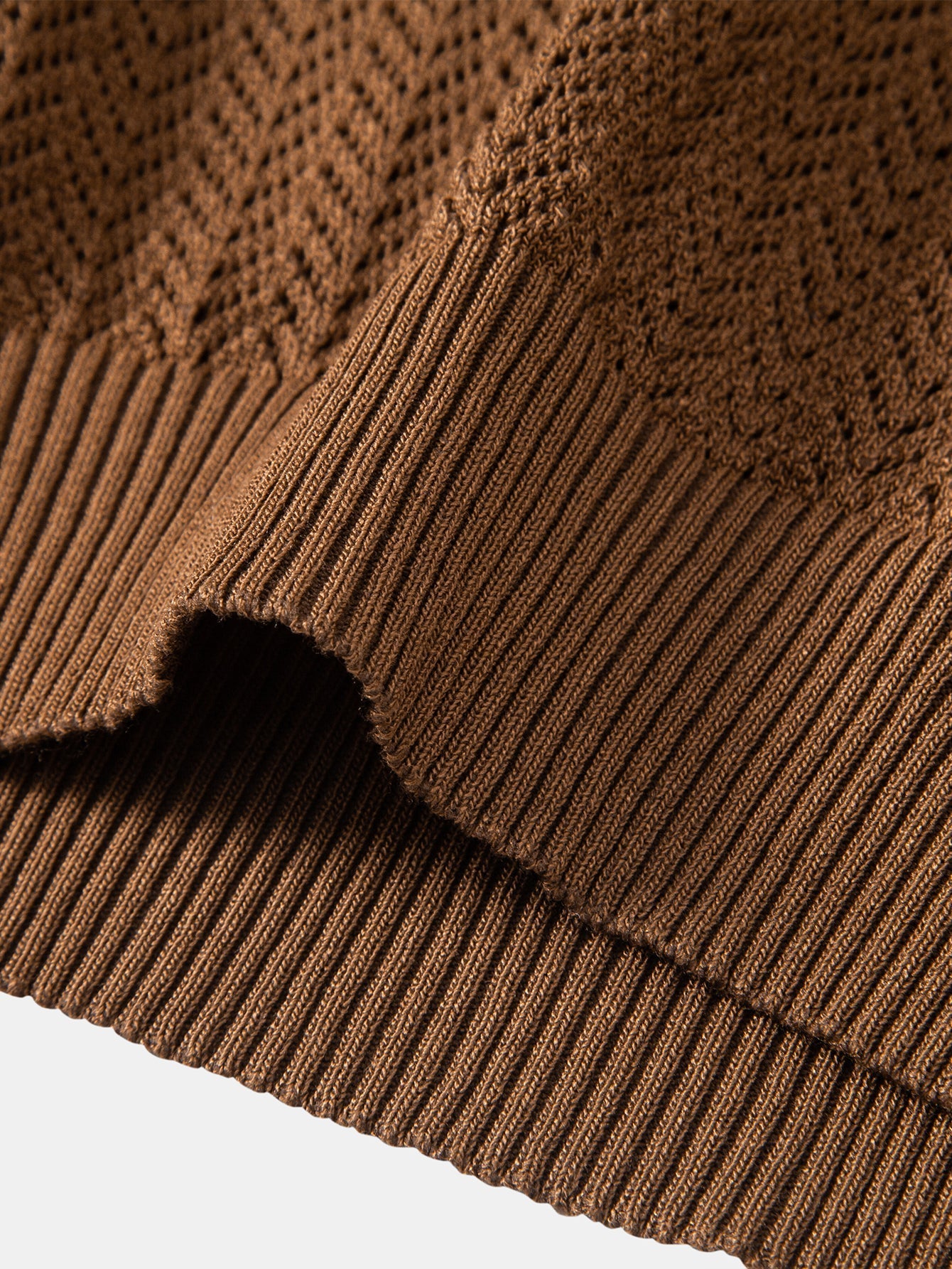 William | Textured Crochet V Neck Polo Shirt