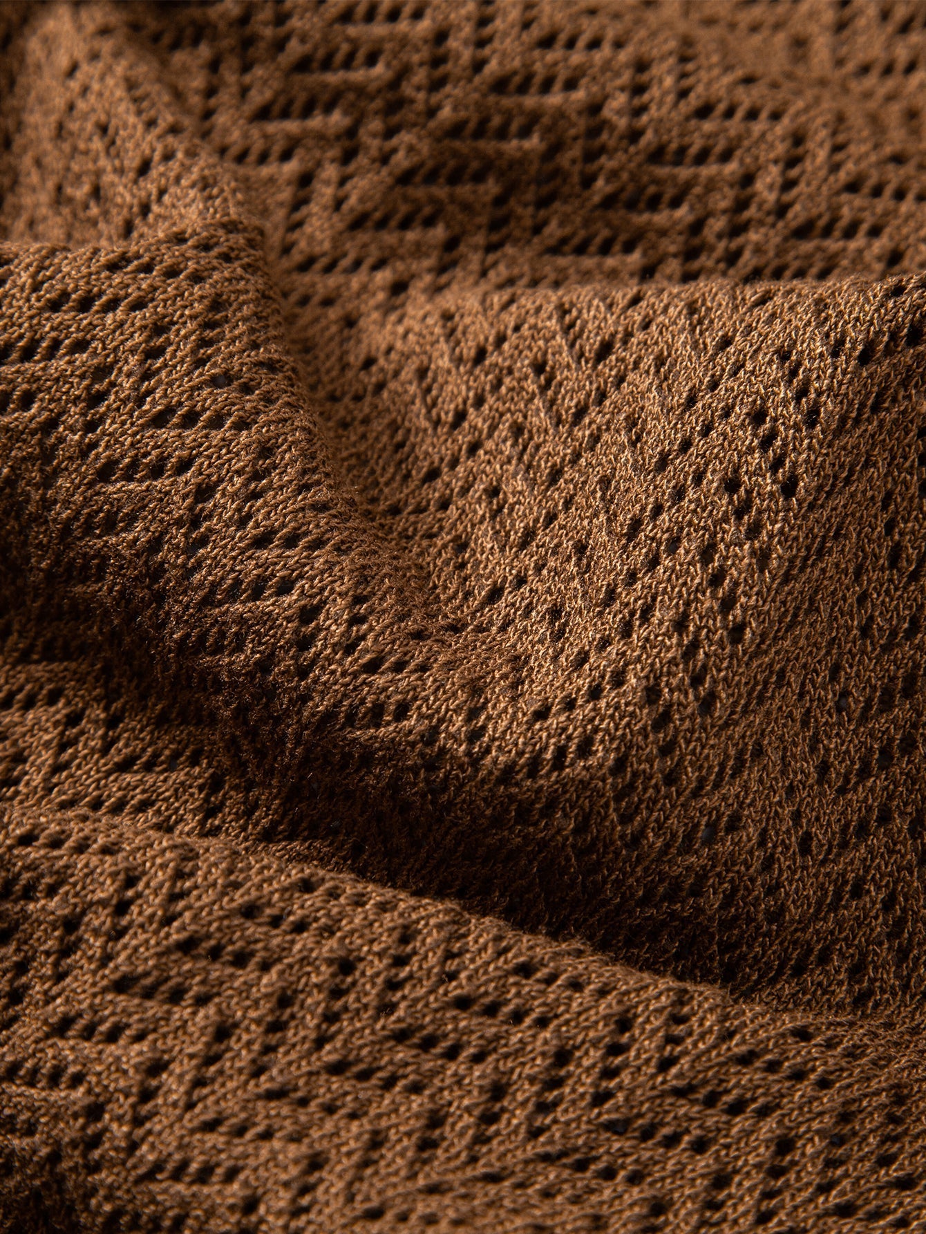 William | Textured Crochet V Neck Polo Shirt